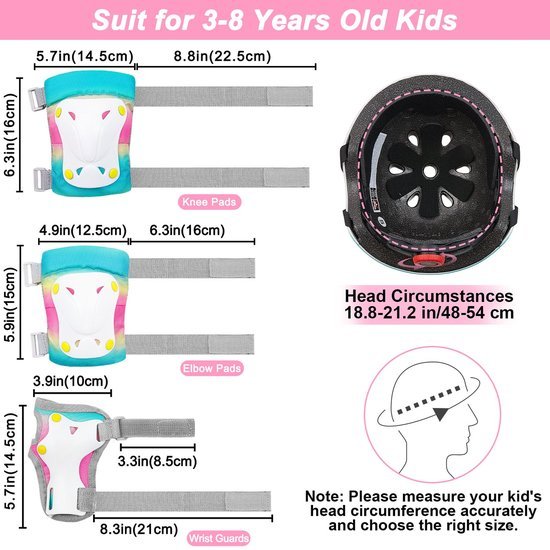 Unyqoos® Verstelbare kinderhelm en beschermingsset met stickers voor 3-8 jaar Unyqoos® Verstelbare kinderhelm en beschermingsset met stickers voor 3-8 jaar