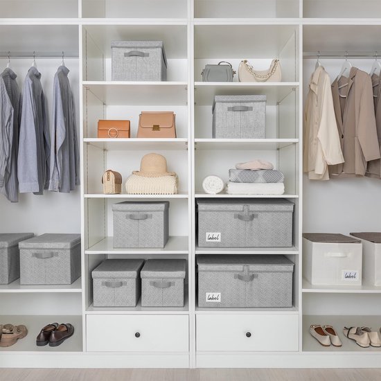 Ibenzoa® Grijze stoffen opbergdozen met deksel voor veelzijdige opslag en organisatie