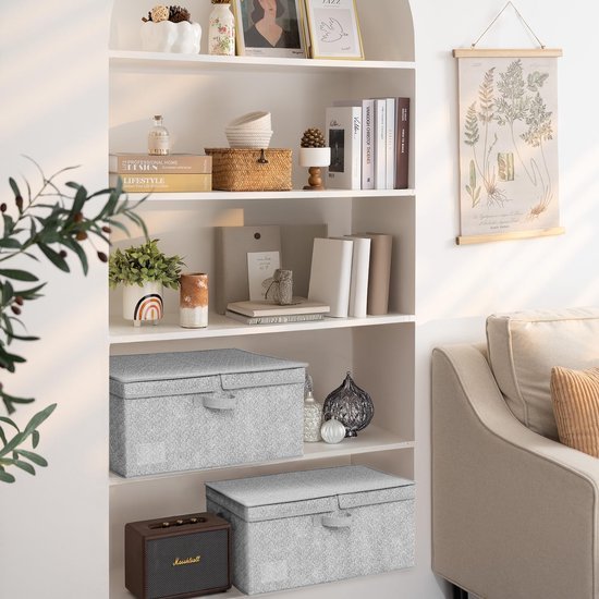 Ibenzoa® Grijze stoffen opbergdozen met deksel voor veelzijdige opslag en organisatie