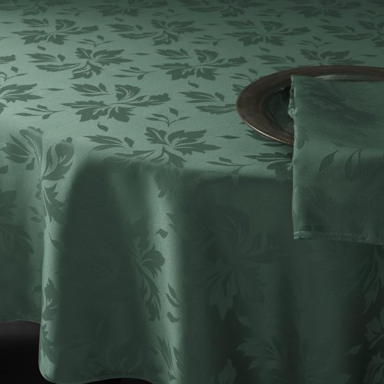 Ibenzoa® Waterafstotend rond tafelkleed 120 cm met luxe damastpatroon in mintgroen Ibenzoa® Waterafstotend rond tafelkleed 120 cm met luxe damastpatroon in mintgroen