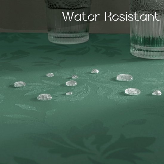 Ibenzoa® Waterafstotend rond tafelkleed 120 cm met luxe damastpatroon in mintgroen Ibenzoa® Waterafstotend rond tafelkleed 120 cm met luxe damastpatroon in mintgroen