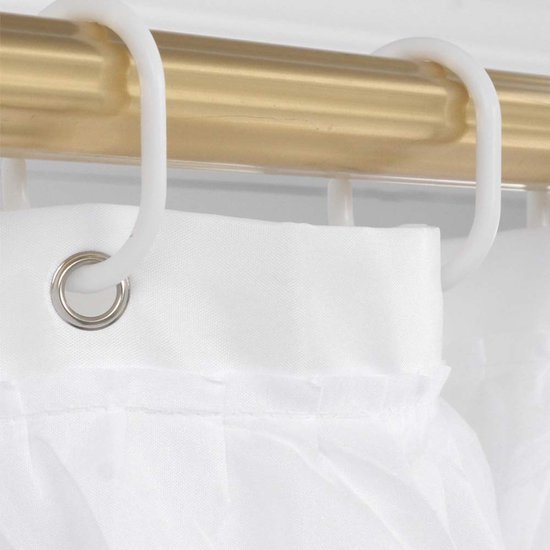 Ibenzoa® Elegant wit douchegordijn met ruches en waterbestendig ontwerp voor badkamer