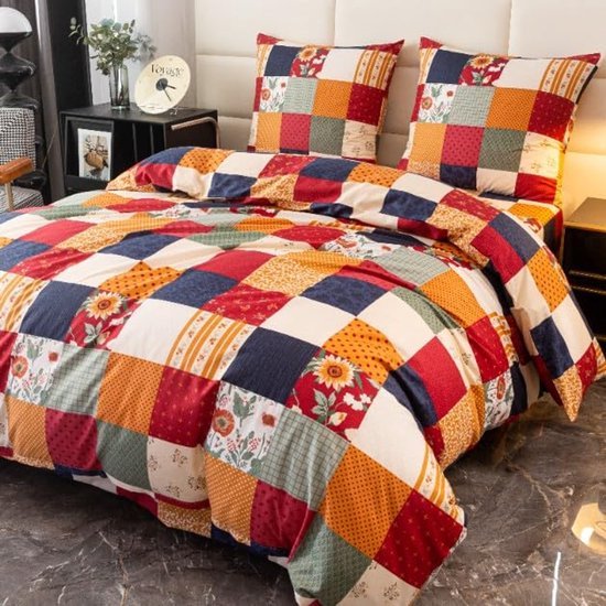 Ibenzoa® 3-Delige Beddengoedset met Ruitpatroon en Zachte Microvezel Stof Ibenzoa® 3-Delige Beddengoedset met Ruitpatroon en Zachte Microvezel Stof