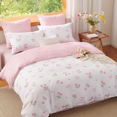 Ibenzoa® Stijlvolle Omkeerbare Beddengoedset met Bloemenpatroon en Vlinders