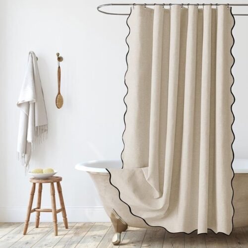 Ibenzoa® Waterdichte beige douchegordijn met elegante afwerking voor badkamer