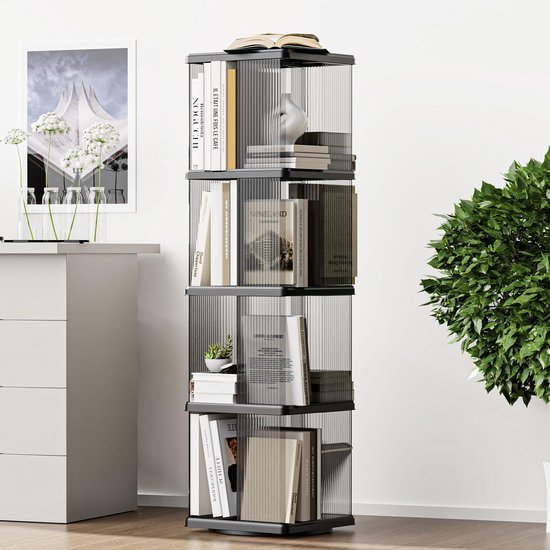 Ibenzoa® Draaibare en ruimtebesparende boekenkast met vier niveaus voor elk interieur
