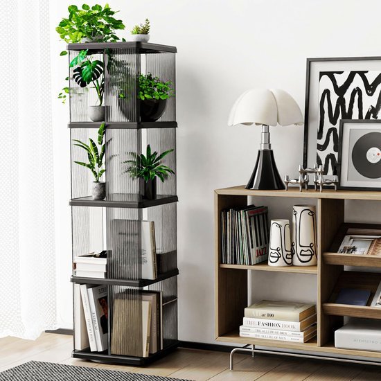 Ibenzoa® Draaibare en ruimtebesparende boekenkast met vier niveaus voor elk interieur