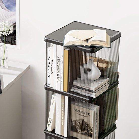Ibenzoa® Draaibare en ruimtebesparende boekenkast met vier niveaus voor elk interieur