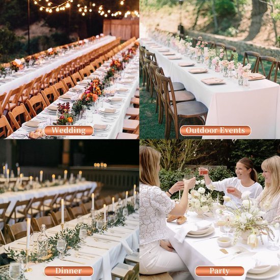 Ibenzoa® Set van vier elegante witte tafelkleden voor diverse gelegenheden