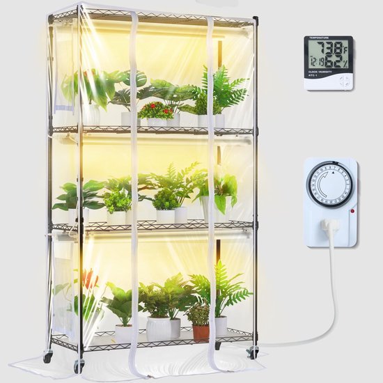 Ibenzoa® Vierlaagse plantenstandaard met geïntegreerde LED-groeilamp en timerfunctie Ibenzoa® Vierlaagse plantenstandaard met geïntegreerde LED-groeilamp en timerfunctie