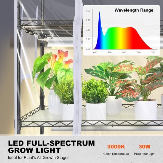 Ibenzoa® Vierlaagse plantenstandaard met geïntegreerde LED-groeilamp en timerfunctie Ibenzoa® Vierlaagse plantenstandaard met geïntegreerde LED-groeilamp en timerfunctie