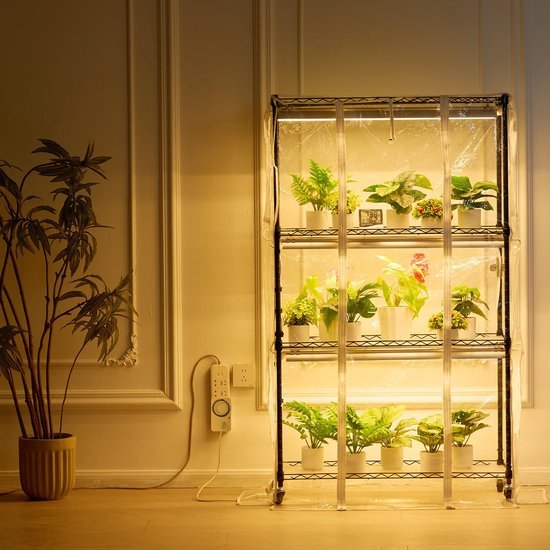 Ibenzoa® Vierlaagse plantenstandaard met geïntegreerde LED-groeilamp en timerfunctie Ibenzoa® Vierlaagse plantenstandaard met geïntegreerde LED-groeilamp en timerfunctie