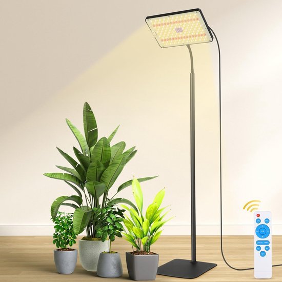 Ibenzoa® Verstelbare LED Plantenlamp met Timer en Dimbare Lichtniveaus voor Binnenplanten