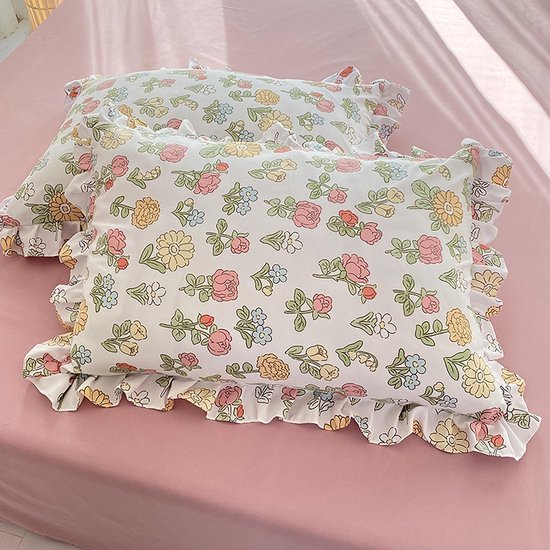 Ibenzoa® Roze Bloemen Dekbedovertrekset Enkel Bed met Kussensloop en Volant