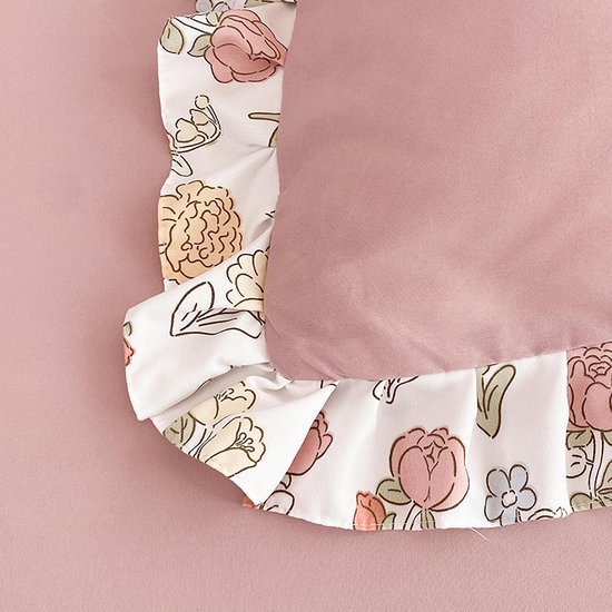 Ibenzoa® Roze Bloemen Dekbedovertrekset Enkel Bed met Kussensloop en Volant