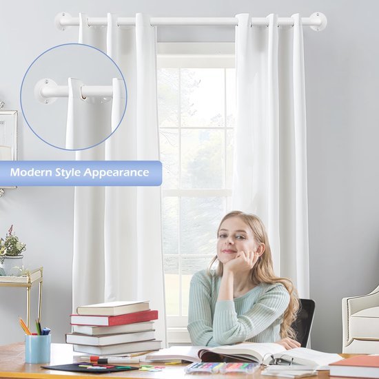 Unyqoos® Verstelbare witte gordijnstangen voor verduistering en isolatie in huis