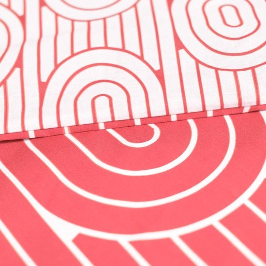 Ibenzoa® Stijlvol katoenen dekbedovertrek met geometrisch patroon in koraalroze en wit