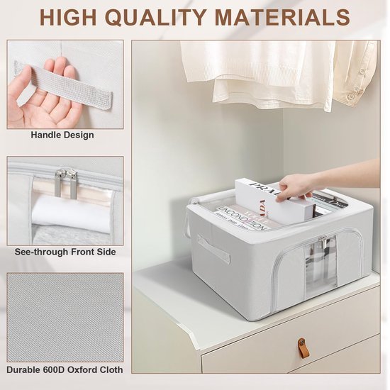 Ibenzoa® en stapelbare opbergdozen met rits en metalen frame voor kleding Ibenzoa® en stapelbare opbergdozen met rits en metalen frame voor kleding