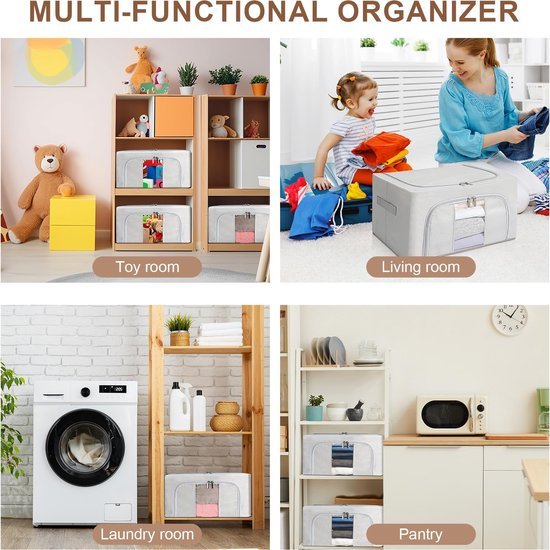 Ibenzoa® en stapelbare opbergdozen met rits en metalen frame voor kleding Ibenzoa® en stapelbare opbergdozen met rits en metalen frame voor kleding