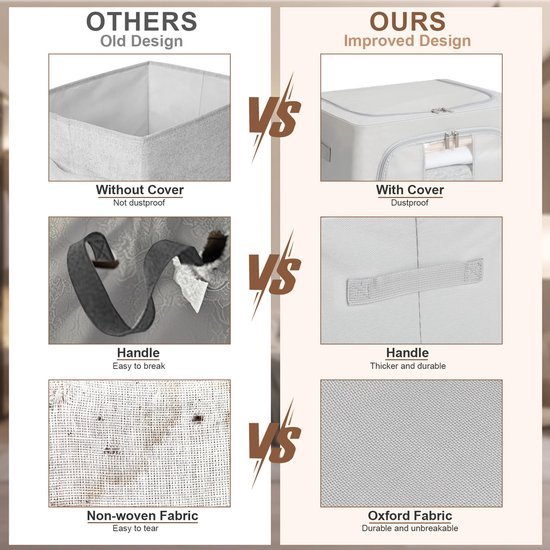 Ibenzoa® en stapelbare opbergdozen met rits en metalen frame voor kleding Ibenzoa® en stapelbare opbergdozen met rits en metalen frame voor kleding