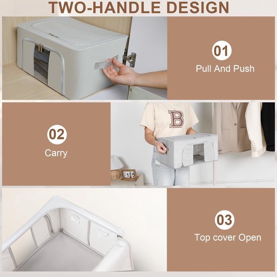 Ibenzoa® en stapelbare opbergdozen met rits en metalen frame voor kleding Ibenzoa® en stapelbare opbergdozen met rits en metalen frame voor kleding