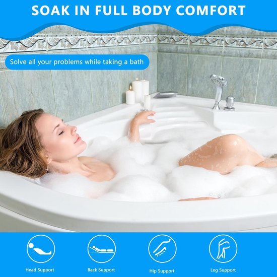 Ibenzoa® Volledig ergonomisch badkussen met antislip en comfortabele hoofdsteun
