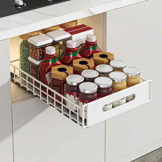 Ibenzoa® Telescopische schuifladen voor keukenkast, eenvoudig te installeren opbergsysteem