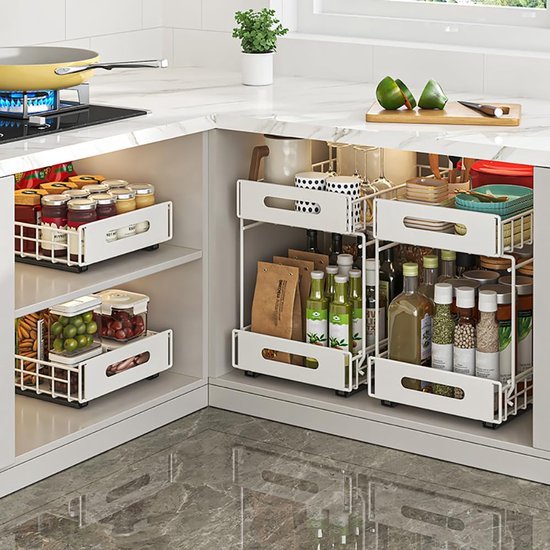 Ibenzoa® Telescopische schuifladen voor keukenkast, eenvoudig te installeren opbergsysteem