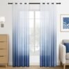 Ibenzoa® Tweekleurige semi-transparante gordijnen met kleurverloop en linnenlook
