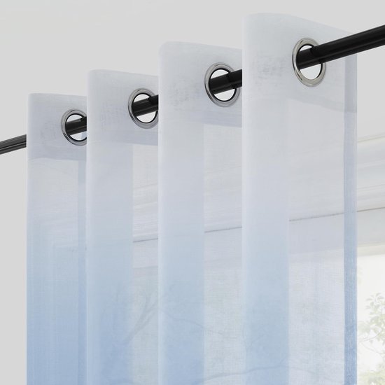 Ibenzoa® Tweekleurige semi-transparante gordijnen met kleurverloop en linnenlook