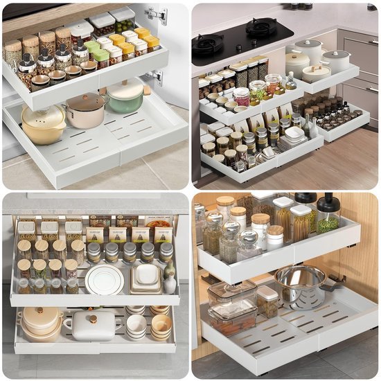 Ibenzoa® Verstelbare telescopische ladeset voor efficiënte keukenorganisatie