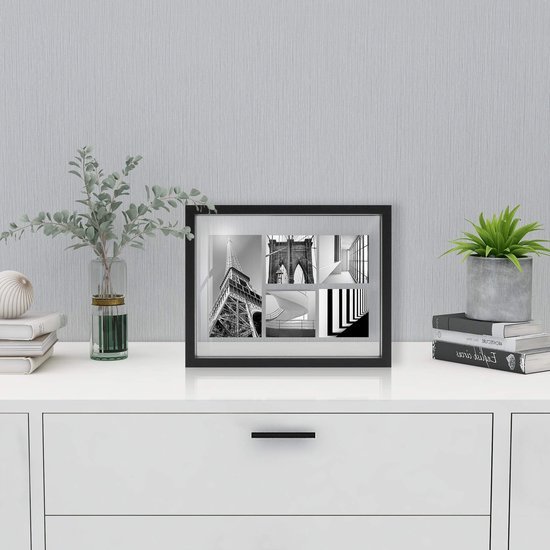 Ibenzoa® Stijlvolle zwevende fotolijst in zwart hout met dubbel glas voor elk interieur