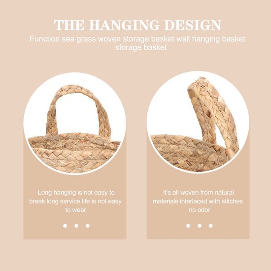 Ibenzoa® Decoratieve en multifunctionele hangende mand van zeegras voor thuisgebruik