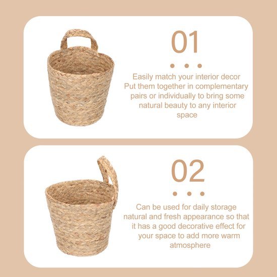 Ibenzoa® Decoratieve en multifunctionele hangende mand van zeegras voor thuisgebruik