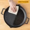 Ibenzoa® Robuuste gietijzeren grillpan met dubbele handgrepen voor veelzijdig gebruik Ibenzoa® Robuuste gietijzeren grillpan met dubbele handgrepen voor veelzijdig gebruik