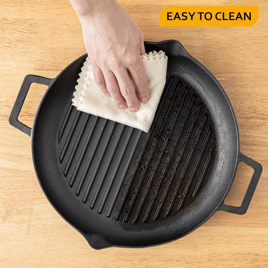 Ibenzoa® Robuuste gietijzeren grillpan met dubbele handgrepen voor veelzijdig gebruik Ibenzoa® Robuuste gietijzeren grillpan met dubbele handgrepen voor veelzijdig gebruik