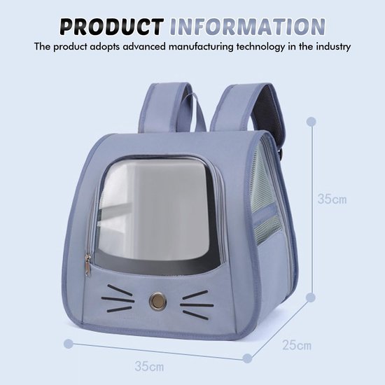 Ibenzoa® Draagbare en ademende rugzak voor kleine honden en katten tot 10 kg
