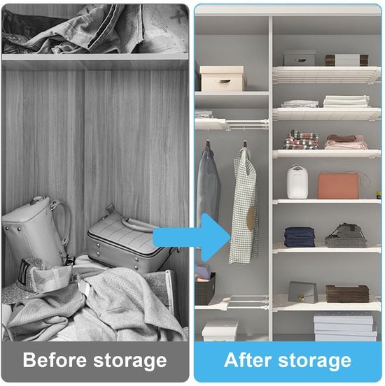 Ibenzoa® Verstelbaar telescopisch rek voor extra opbergruimte in kasten en keukens