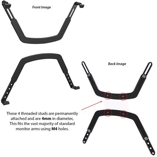 Ibenzoa® Universele adapter voor monitorarmen voor niet-VESA schermen van 17 tot 27 inch