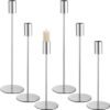 Ibenzoa® Zesdelige set zilverkleurige kandelaren voor feestelijke tafeldecoratie