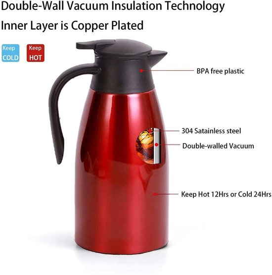 Ibenzoa® Roestvrijstalen thermoskan met en Ibenzoa® Roestvrijstalen thermoskan met en