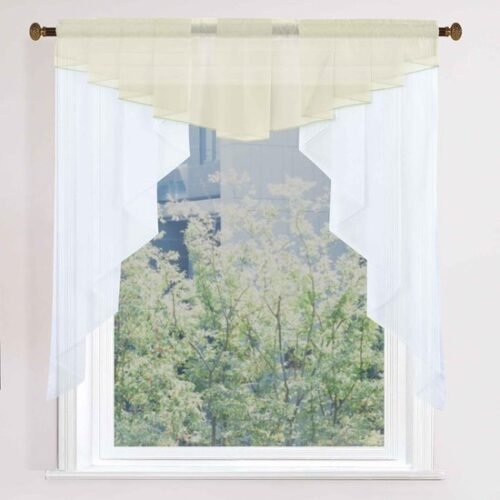 Ibenzoa® Elegante crèmekleurige vitrage met M-boog ontwerp voor elke ruimte