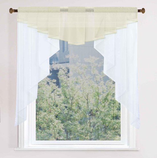 Ibenzoa® Elegante crèmekleurige vitrage met M-boog ontwerp voor elke ruimte