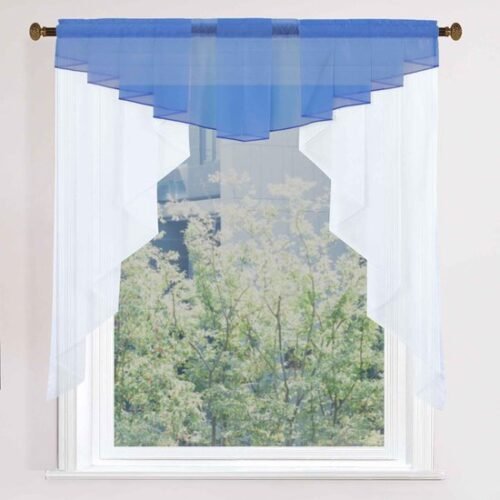 Ibenzoa® Elegant kort blauw vitrage gordijn met M-boogontwerp voor veelzijdig gebruik