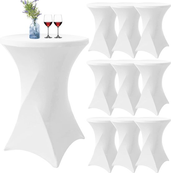Ibenzoa® Set van 10 elastische witte tafelkleedhoezen voor bistro- en statafels