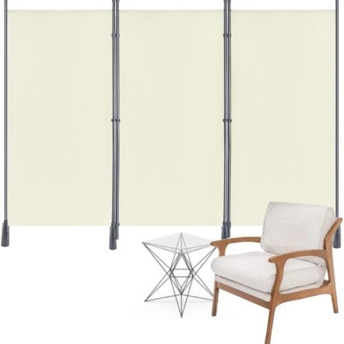 Ibenzoa® Inklapbare driedelige ruimteverdeler voor binnen en buiten in beige kleur