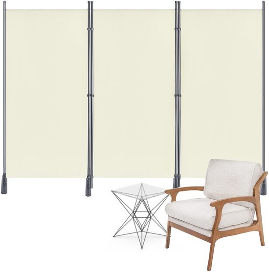 Ibenzoa® Inklapbare driedelige ruimteverdeler voor binnen en buiten in beige kleur