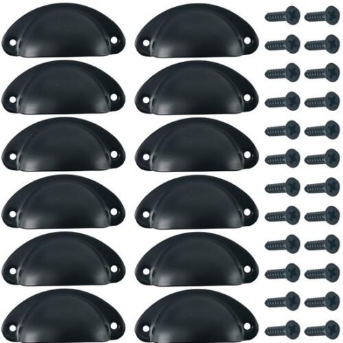 Ibenzoa® Set van 12 Retro Zwarte Halve Maan Kastgrepen voor Meubels