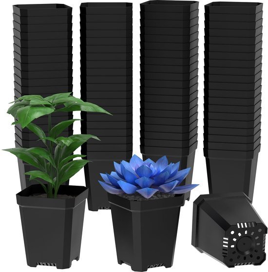 Unyqoos® Set van 100 kunststof kweekpotten voor binnen en buiten gebruik