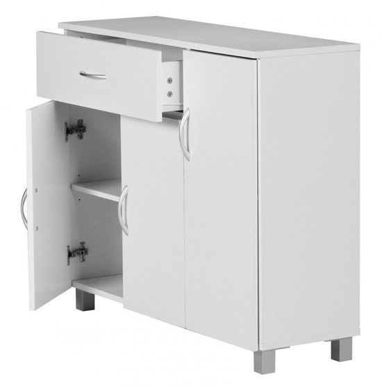 Ibenzoa® Moderne witte commode met lade en deuren voor veelzijdige opbergruimte
